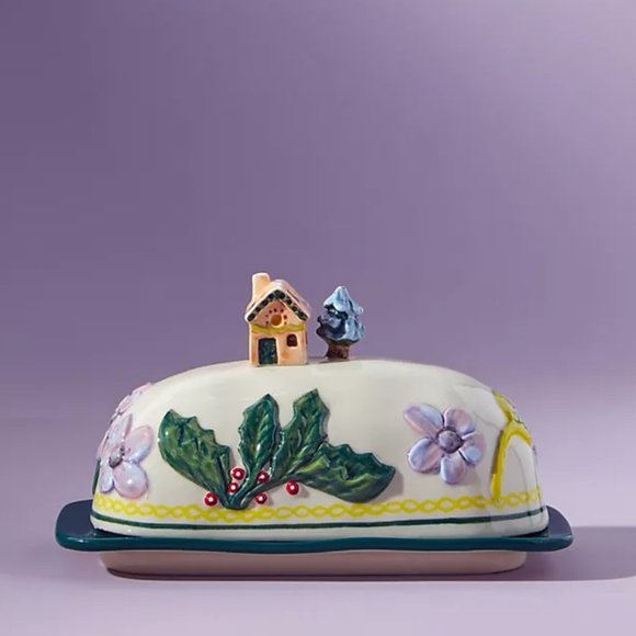 NEW Anthropologie Nathalie Lete Cottage Butter Dish Holiday Christmas 2021 - Picture 6 of 6